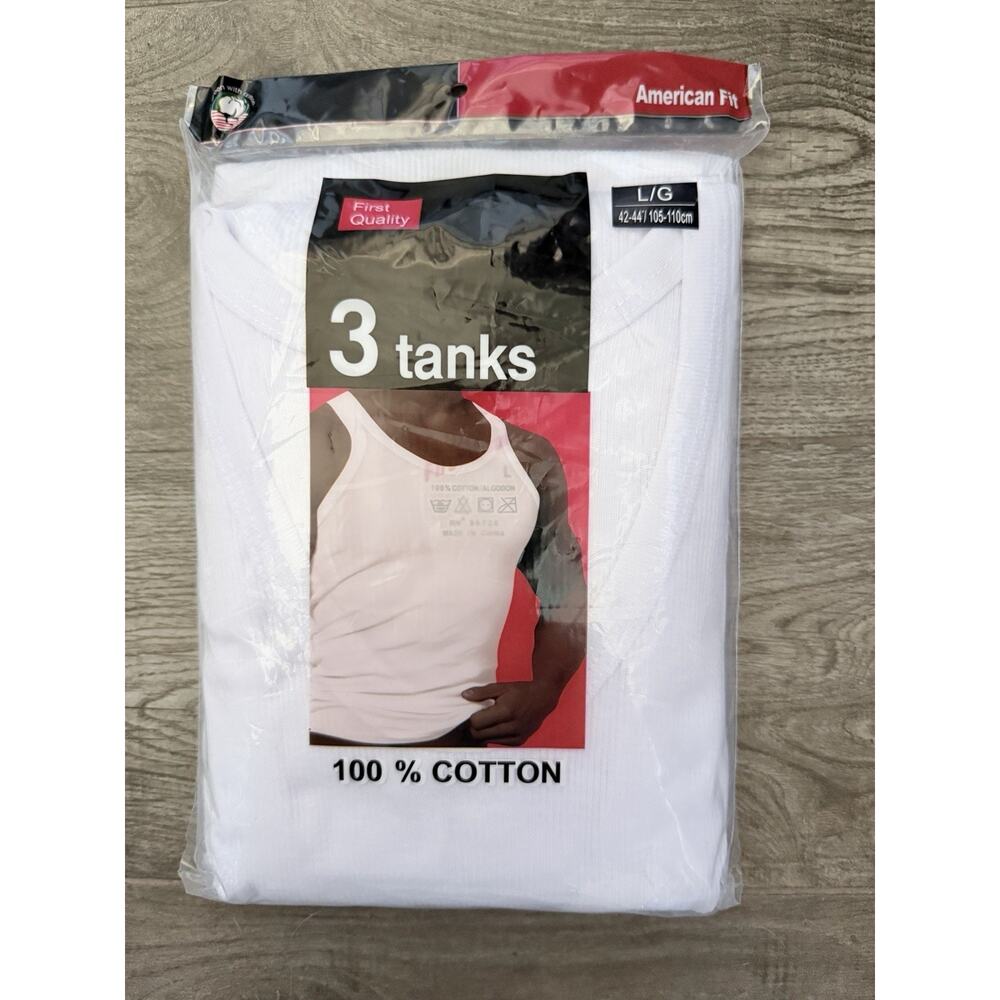 Hanes 3 Pack Tank Tops 100% Cotton Size Large New In Package
